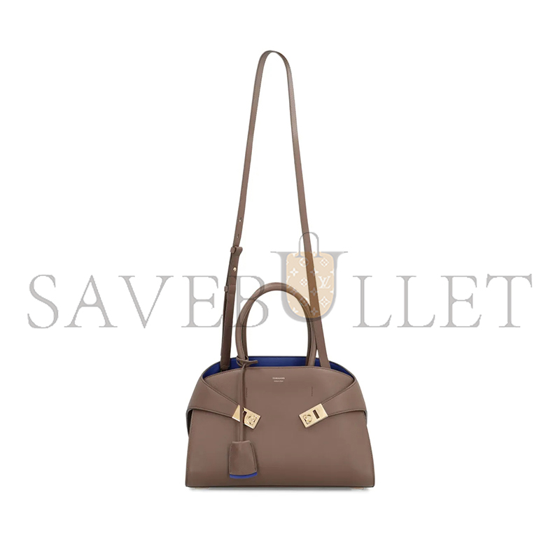 FERRAGAMO SMALL HUG LEATHER TOTE BAG 215608 (31.5*22*19cm)